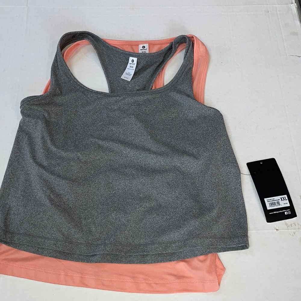 New 90 Degrees XXL Gray and Orange Cropped Tank Top Set